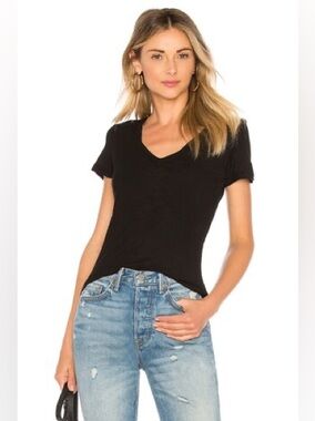 James Perse Black V-Neck Short Sleeve Tee